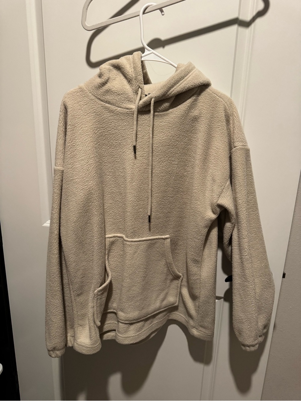 Truth Cream Sherpa Hoodie with Black Script Tag